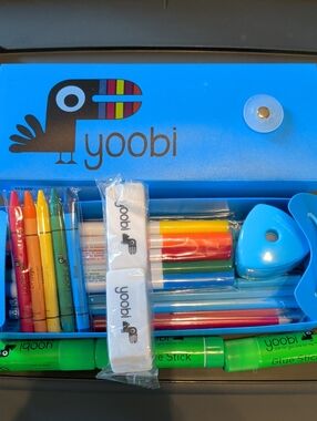 Yoobi Toucan Blue Pencil Box Stationery Set - Brand New & Complete 30+ Pcs
